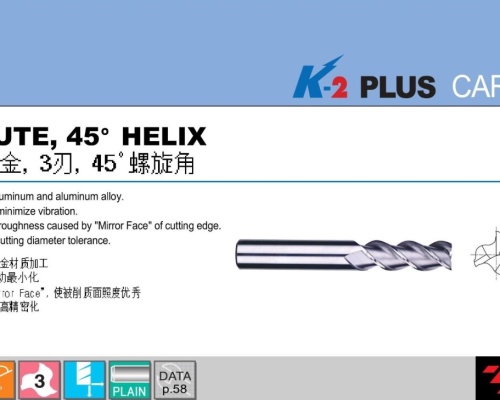 PHAY NHÔM 2 ME, XOẮN 45° K2-E5C70,E5C71