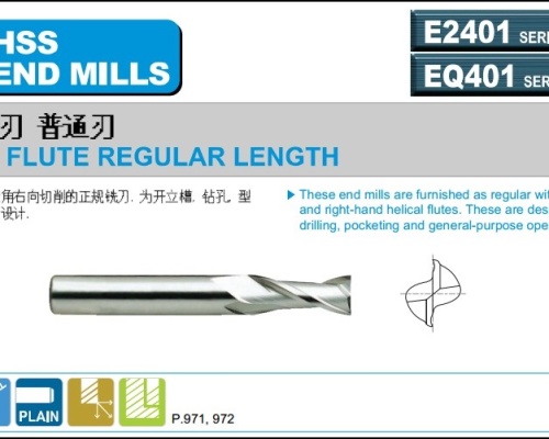DAO PHAY 2ME HSS-Co8%, HSS-Co8% TICN E2401, E7410