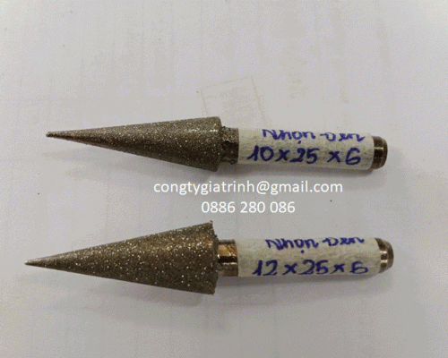 MŨI MÀI KIM CƯƠNG NHỌN ĐEN CÁN 6