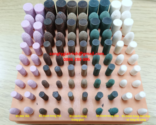 BỘ ĐẦU MÀI ĐÁNH BÓNG 100 CÁI - CÁN 3 - NGŨ SẮC