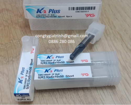 Dao phay hợp kim K2 Plus D5R2.5X10XD6X50X2T YG