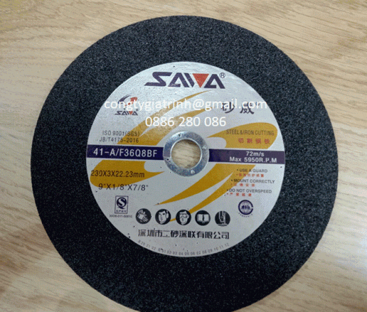 ĐÁ CẮT SAWA 230X3.0X22.23 MÀU ĐEN