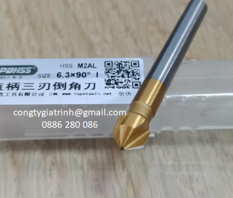 DAO PHAY VÁT MÉP 3 ME TIN -6.3X90º TOPO