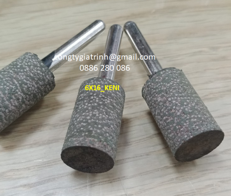 Đầu mài cao su hạt 16x25 cán 6_KENI