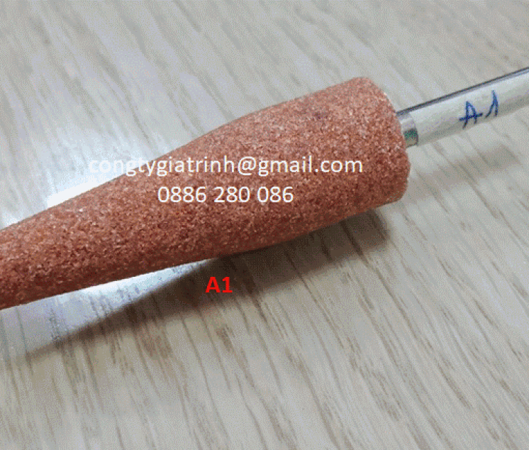 ĐÁ MÀI CÀ LEM HÌNH NHỌN ĐẦU BẰNG A1 CÁN 6 - 38A MÀU CAM