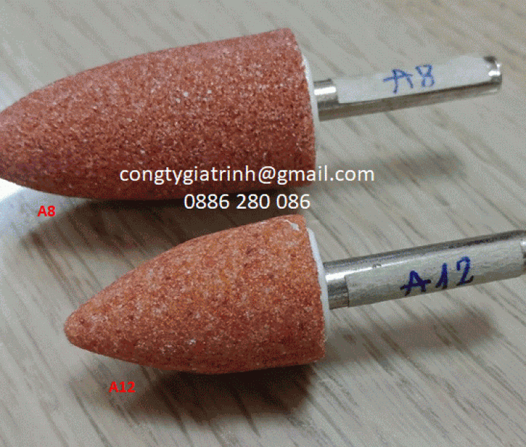 ĐÁ MÀI CÀ LEM HÌNH ỚT A8, A12 CÁN 6 - 38A MÀU CAM