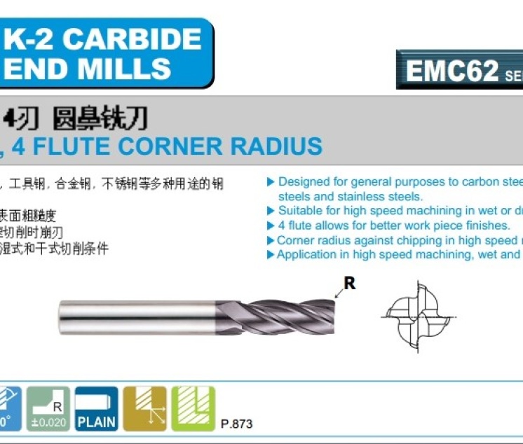 PHAY HỢP KIM 4ME R GÓC K2-EMC62
