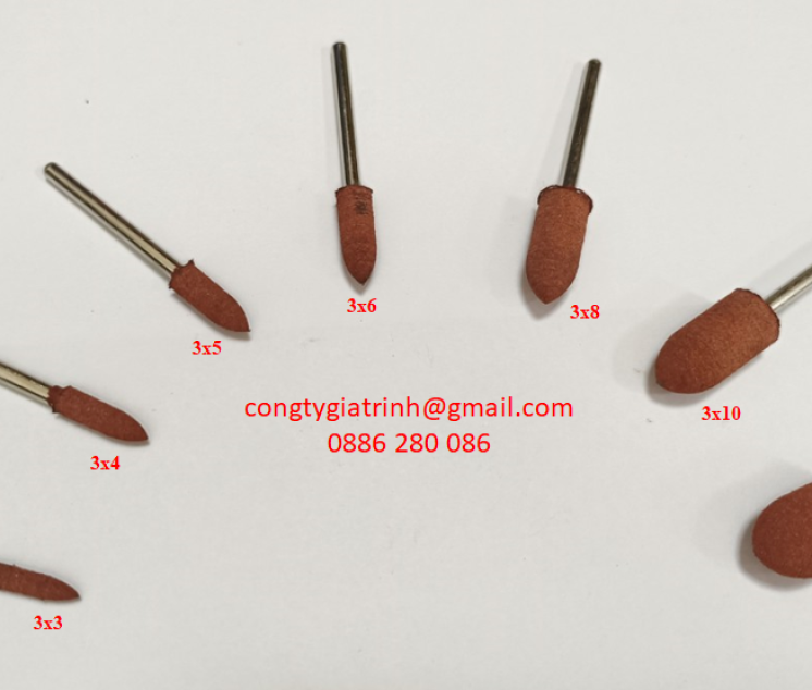 ĐẦU MÀI CAO SU MÀU ĐỎ HÌNH NHỌN