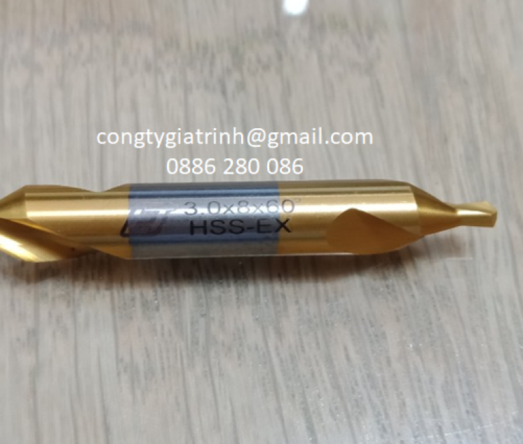 Khoan tâm HSS+Tin M3X8X60⁰ ET