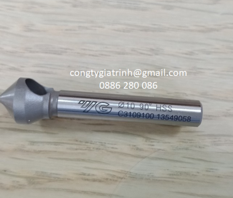 DAO PHAY VÁT MÉP CÓ LỖ HSS-Ø10xØ6x45-90º YG