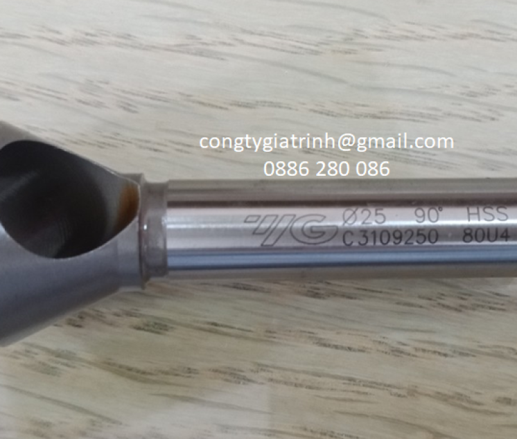 DAO PHAY VÁT MÉP CÓ LỖ HSS-Ø25xØ12x78-90º YG
