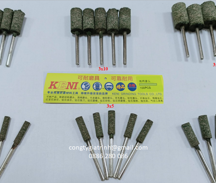 Đầu mài cao su hạt trụ ø4,5,6,8,10,12 _KENI