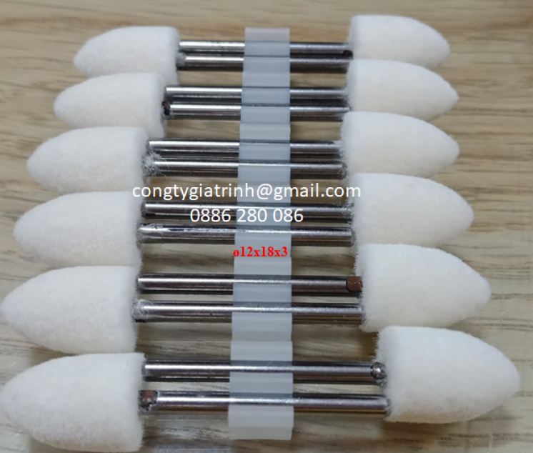 Nỉ trắng nhọn ø12x18x3 Joilraplu