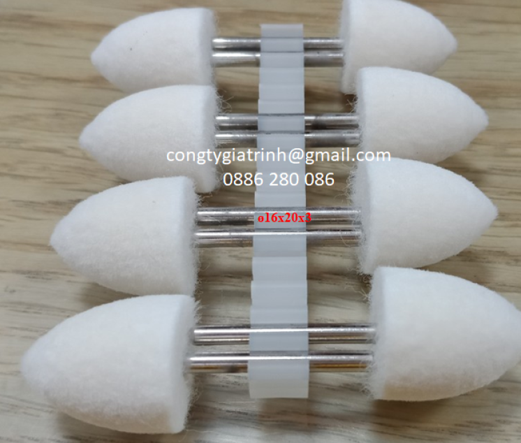 Nỉ trắng nhọn ø16x20x3 Joilraplu