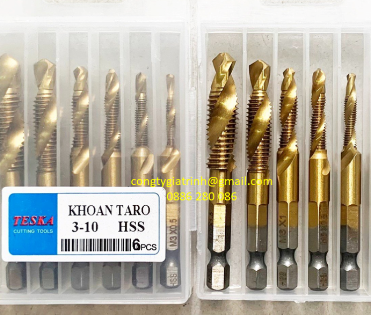 BỘ 6 MŨI KHOAN TARO HSS 6542 PHỦ TITAN