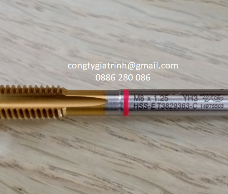 Taro thẳng vàng M8X1.25