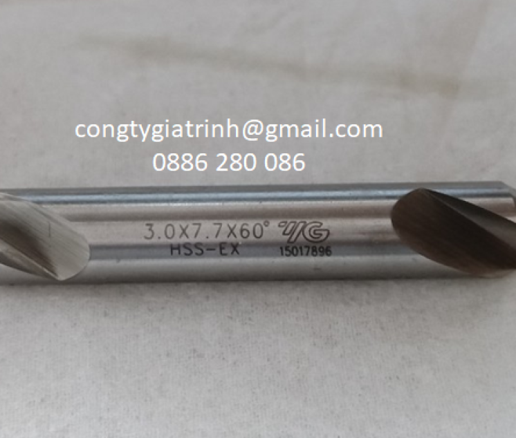 Khoan tâm trắng HSS-EX 3.0X7.7X60° YG