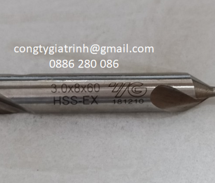 Khoan tâm trắng M3.0X8X60⁰ YG