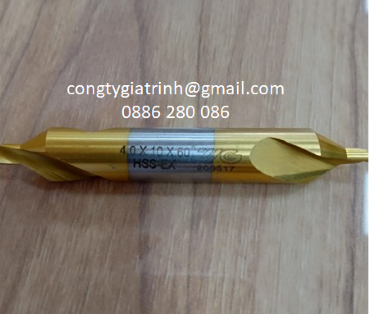 Khoan tâm HSS+Tin M4X10X60⁰ YG