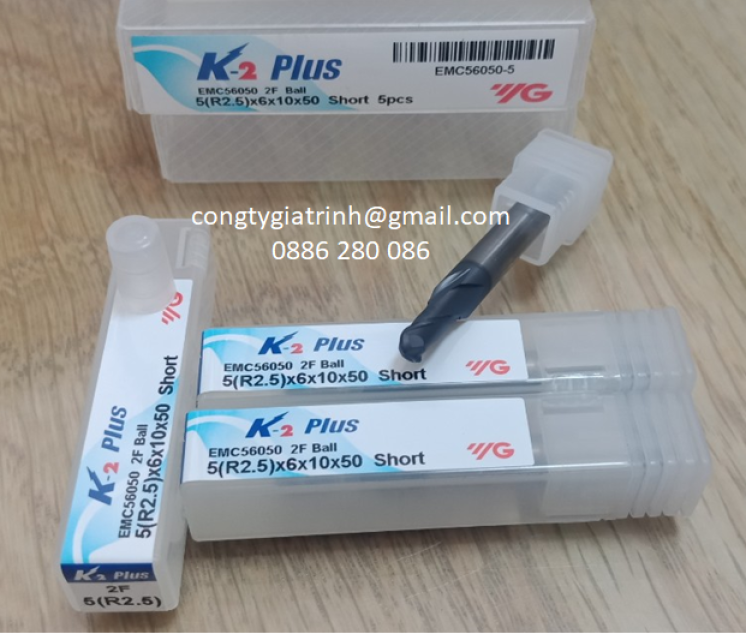 Dao phay hợp kim K2 Plus D5R2.5X10XD6X50X2T YG